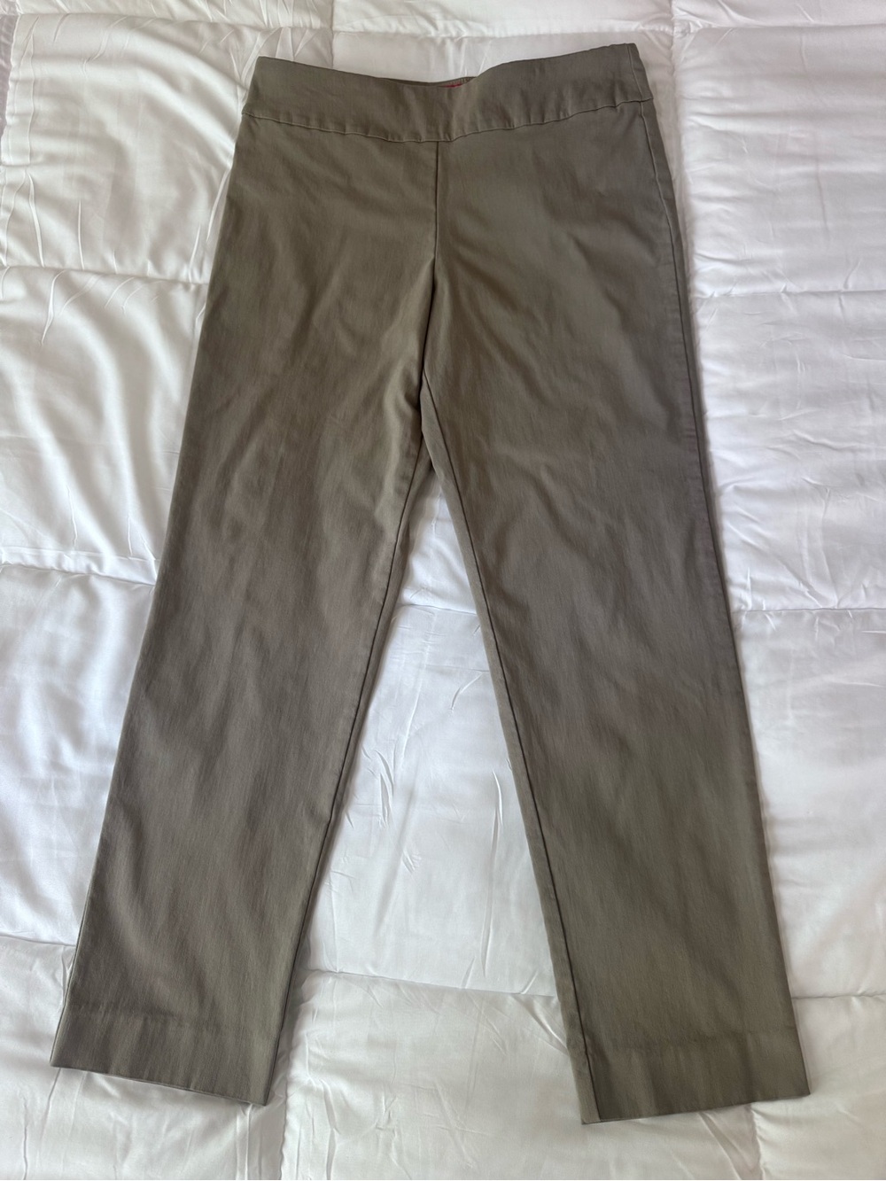 Krazy Larry Taupe Pull On Ankle Pants Size 10 Stretch Career Office Neutral USA